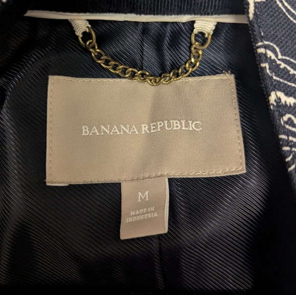 BANANA REPUBLIC Women's Floral Blazer Belted Jacket Medium Navy - Picture 8 of 8